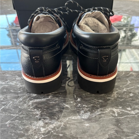 Coach Men’s Size 8.5 Benson Black Leather Boat Shoes - Picture 5 of 12
